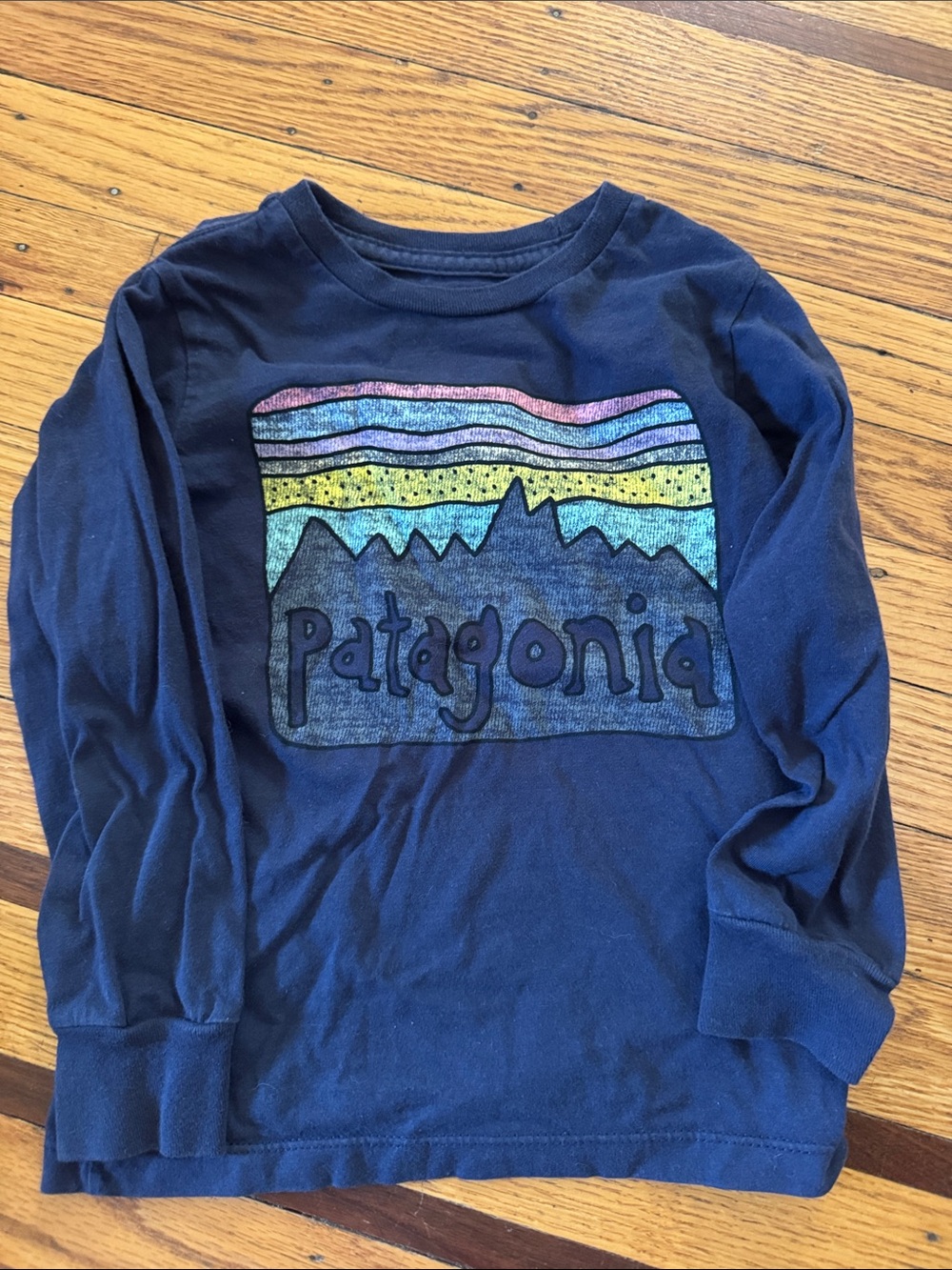 Patagonia Kids Navy Long-Sleeve Tee with Multicolor Graphic